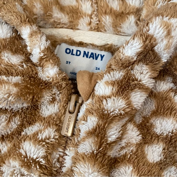 🛑 4/$20 Old Navy Leopard Zip Up Sweater Hoodie Girls 3T 3yr Top Fall Winter - Picture 2 of 3